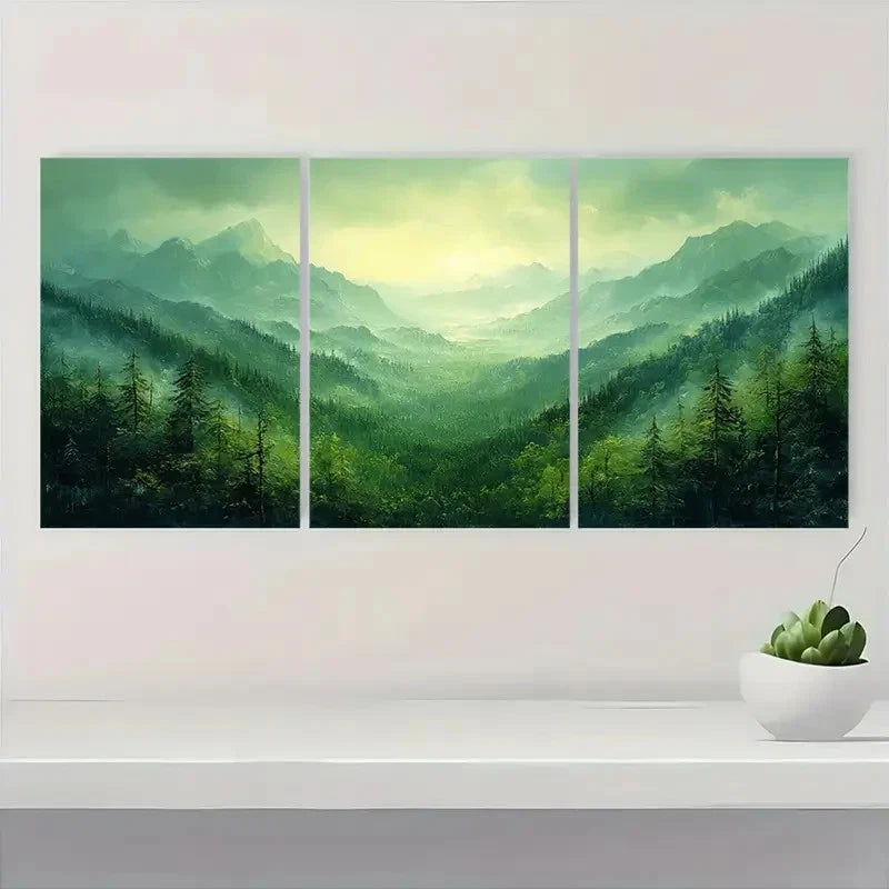 3pcs Vibrant Green Nature Scenery  GR   Wall Art Set Canvas Framed 50x70cm - High Quality Print 100% Australian Made Wall Canvas Ready to Hang - Bella Home Decor