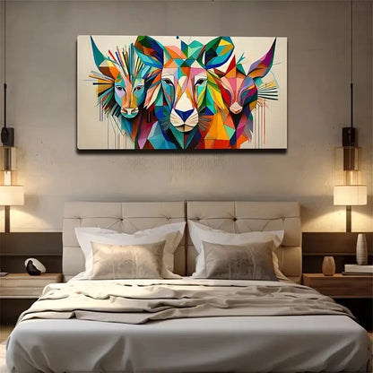 Vibrant Abstract Animal Wall Art Canvas Office Home Room Framed 120x60cm