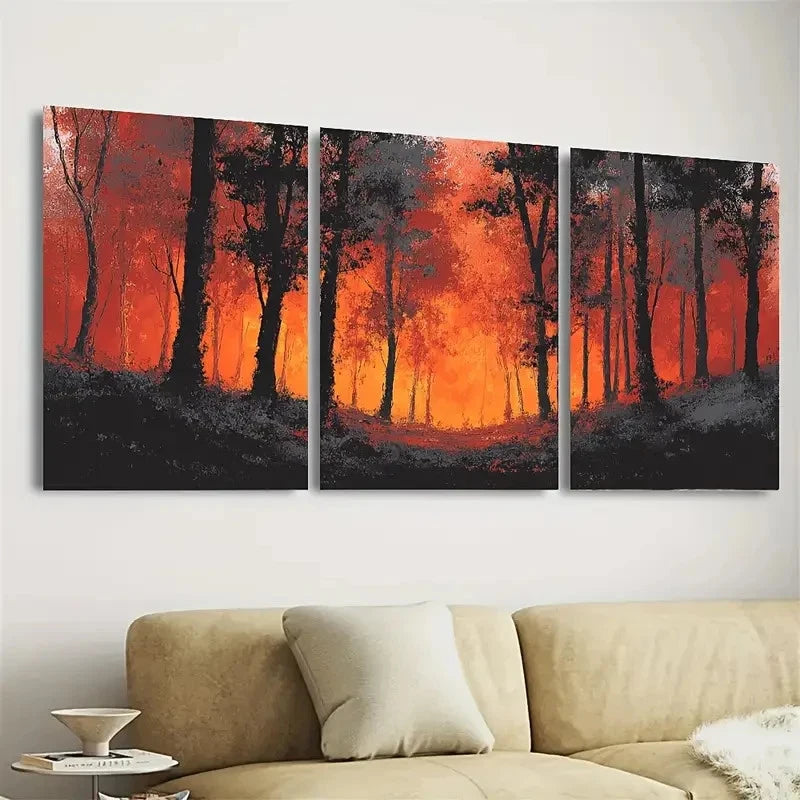 3pcs Forest Scene Contemporary Wall Art Set Canvas Framed 50x70cm - High Quality Print 100% Australian Made Wall Canvas Ready to Hang - Bella Home Decor