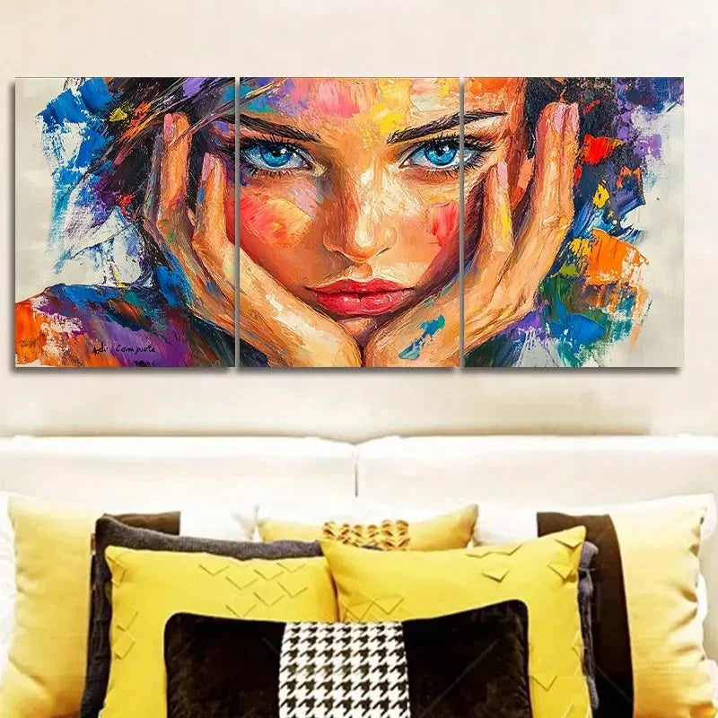 3pcs Vivid Abstract Female Rich Brushstrokes Wall Art Canvas  Framed 60x90cm - High Quality Print 100% Australian Made Wall Canvas Ready to Hang - Bella Home Decor
