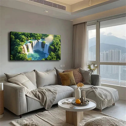 Picturesque Waterfall Surround Wall Art Canvas Office Home Room Framed 120x60cm - Bella Home Decor