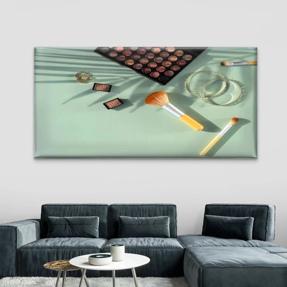 Flat Lay Beauty Cosmetics Wall Art Canvas Office Home Room Framed 120x60cm