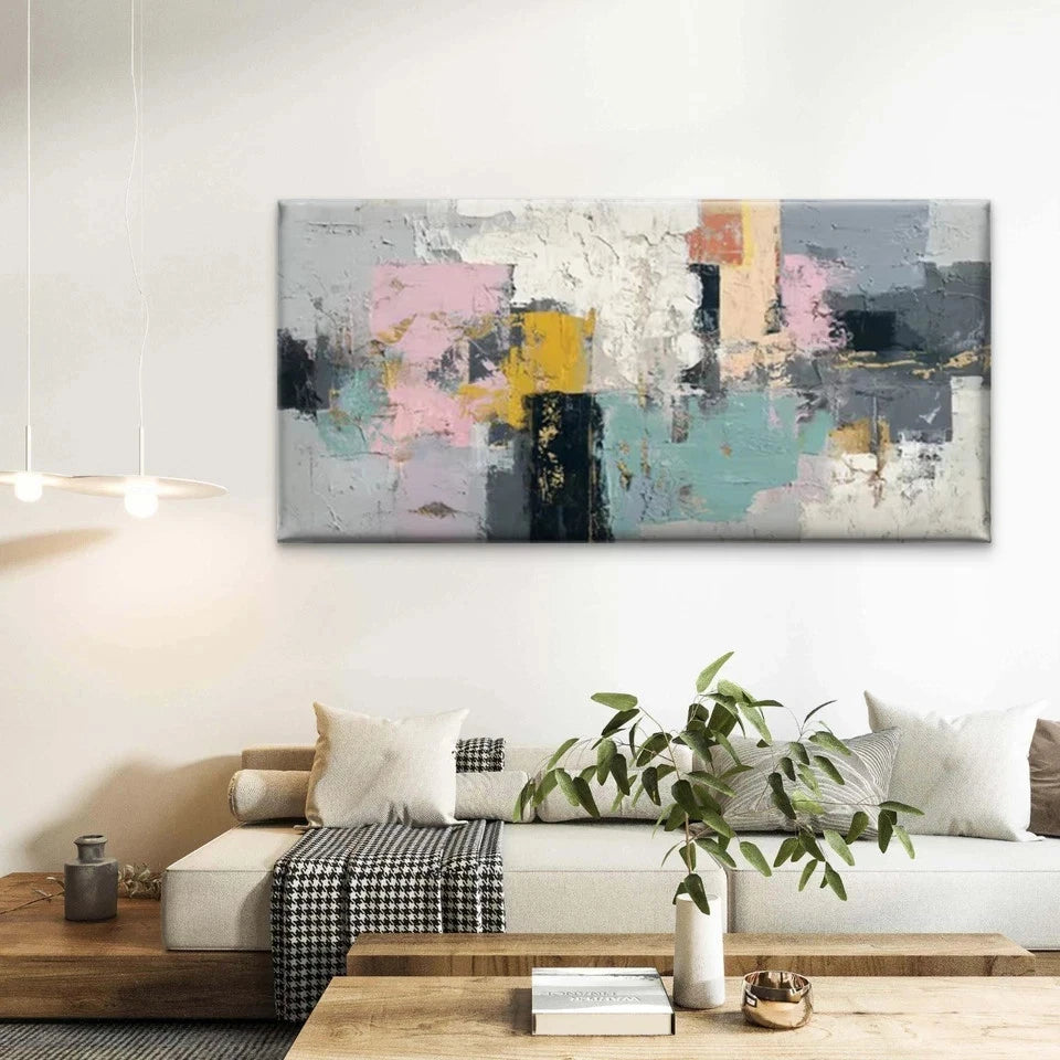 Abstract Painting with Multicol Wall Art Canvas Office Home Room Framed 120x60cm