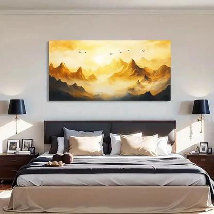 Mountain and Flying Birds Wall Art Canvas Office Home Room Framed 120x60cm