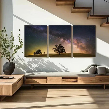 3pcs Desert Starry Sky & Trees Decoration Wall Art Canvas Unframed - High Quality Print 100% Australian Made Wall Canvas - Bella Home Decor