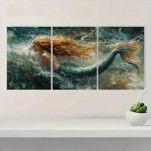 3pcs Vibrant Underwater Scene with Swimming F Wall Art Set Canvas Unframed - High Quality Print 100% Australian Made Wall Canvas - Bella Home Decor