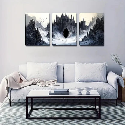 3pcs Gothic Castle & Flying Birds Landscape Wall Art Set Canvas Unframed - High Quality Print 100% Australian Made Wall Canvas - Bella Home Decor