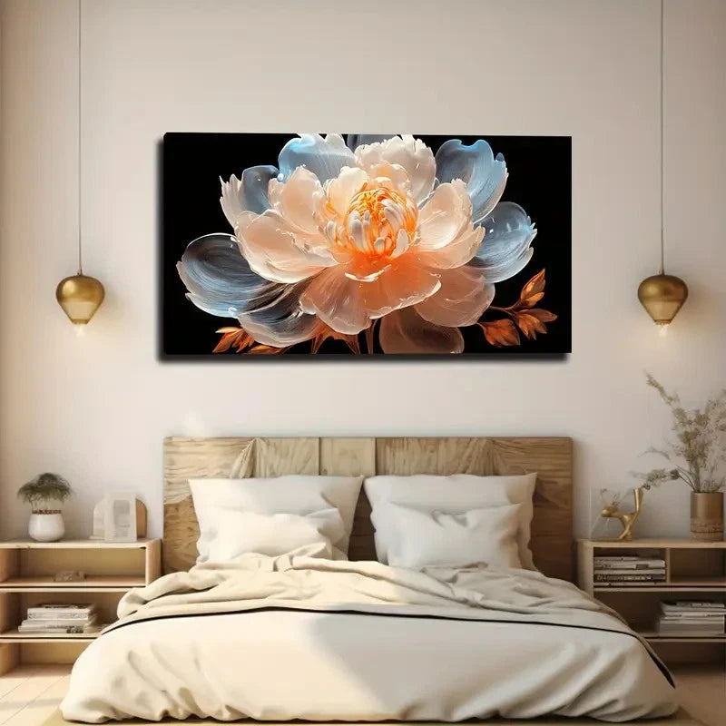 Vibrant Yellow & White Wall Art Canvas Office Home Room Framed 120x60cm