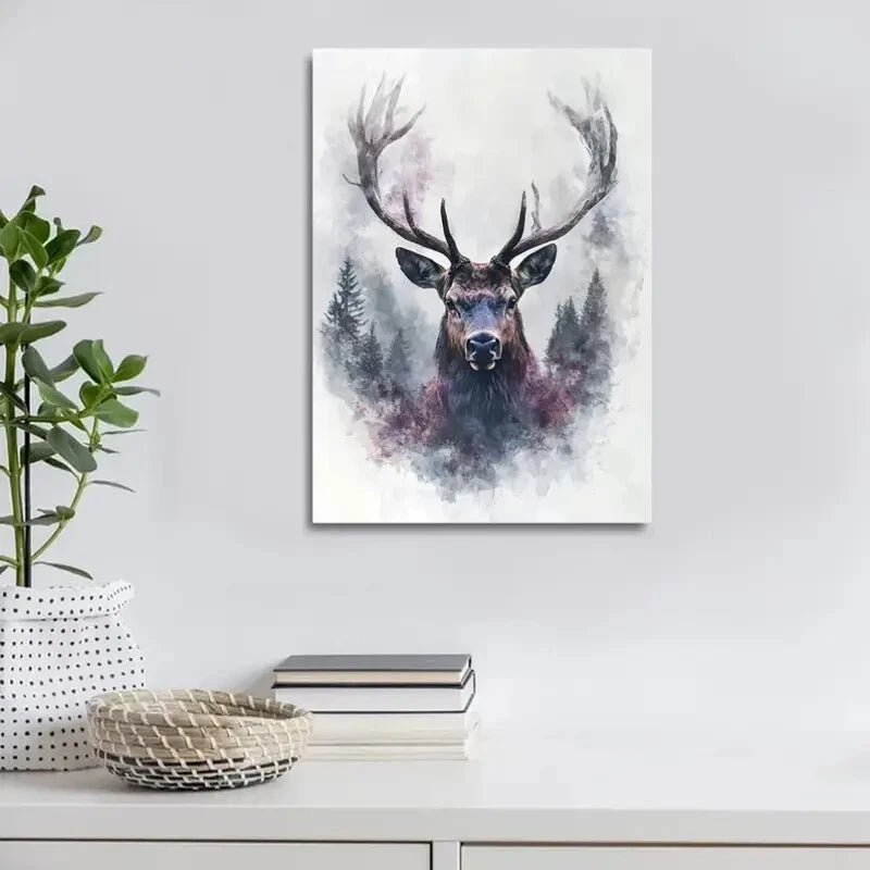Beautiful Contemporary Abstract Elk Painting 40x60cm Metal Print Ready to Hang