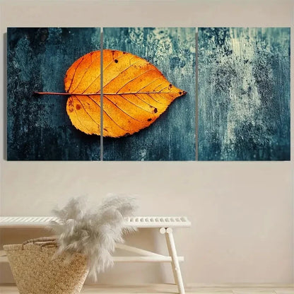 3pcs Autumn Leaf, Orange Leaf Design Wall Art Set Canvas Framed 50x70cm - High Quality Print 100% Australian Made Wall Canvas Ready to Hang - Bella Home Decor