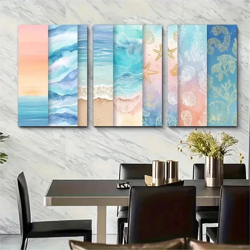 3pcs Bundle Bohol Beach Gallery Ocean Perfect Wall Art Set Canvas Framed 50x70cm - High Quality Print 100% Australian Made Wall Canvas Ready to Hang - Bella Home Decor