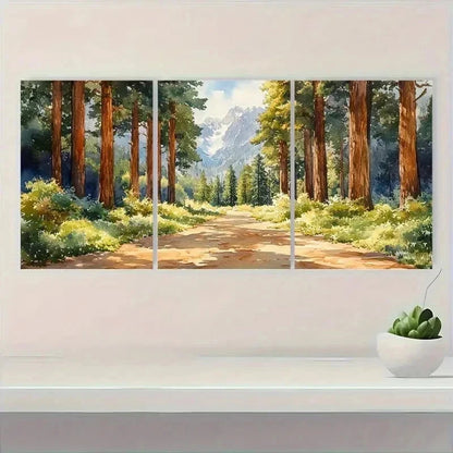 3pcs Sequoia National Park Watercolor Perfect Wall Art Set Canvas Framed 60x90cm - High Quality Print 100% Australian Made Wall Canvas Ready to Hang - Bella Home Decor