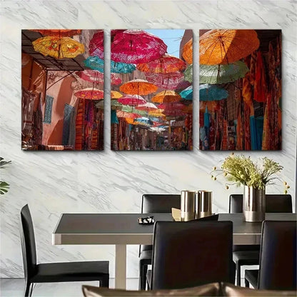 3pcs Marrakech Souks Decor Bohemian Perfect Wall Art Set Canvas Framed 50x70cm - High Quality Print 100% Australian Made Wall Canvas Ready to Hang