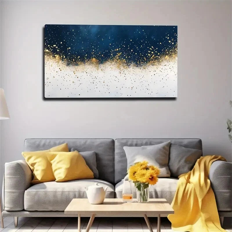 Dark Blue To White Gradient Wall Art Canvas Office Home Room Framed 120x60cm