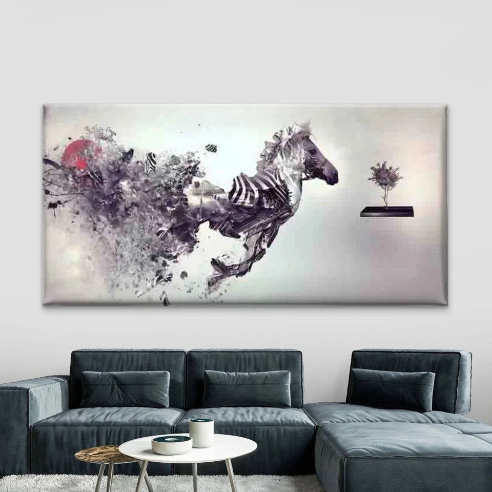 Abstract Zebra Horse Wall Art Canvas Office Home Room Framed 120x60cm