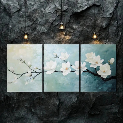 3pcs White Flower Colorful Nature Beauty Perfect Wall Art Set Canvas Unframed - High Quality Print 100% Australian Made Wall Canvas
