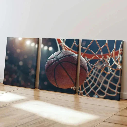 3pcs Basketball Hoop Sports Room Wall Art Set Canvas Unframed - High Quality Print 100% Australian Made Wall Canvas - Bella Home Decor