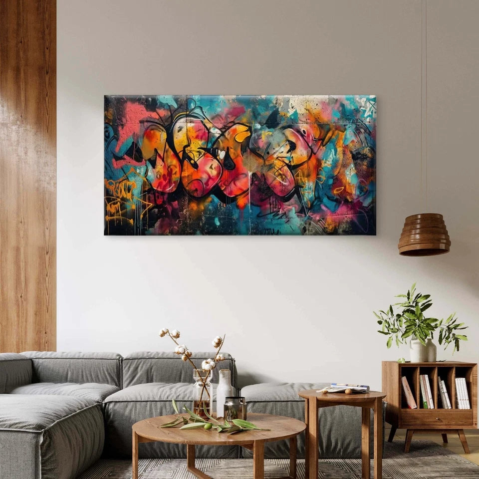 Abstract Spray Paint Mural Wall Art Canvas Office Home Room Framed 120x60cm