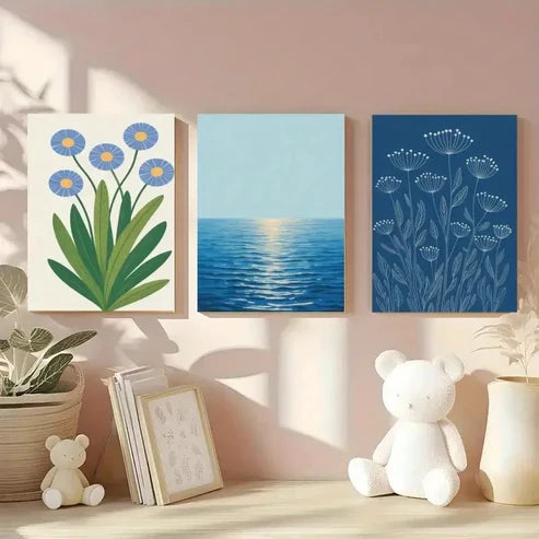 3pcs Bible Verses , Flowers, Ocean Wall Art Canvas Unframed - High Quality Print 100% Australian Made Wall Canvas - Bella Home Decor