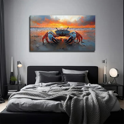 Big Crab On The Beach Suitable Wall Art Canvas Office Home Room Framed 120x60cm