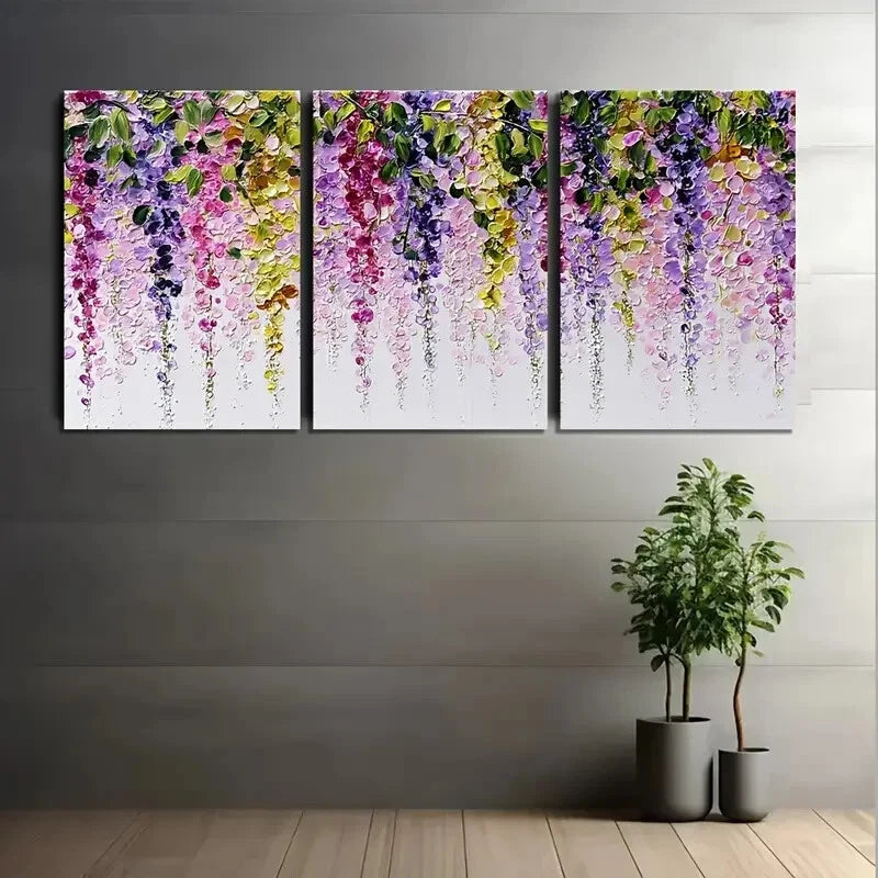 3pcs Rustic Wisteria & Twisting Vines Metal Print Ready to Hang Art - Bella Home Decor