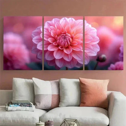 3pcs Dahlia Flower Floral Picture Perfect Wall Art Set Canvas Unframed - High Quality Print 100% Australian Made Wall Canvas - Bella Home Decor