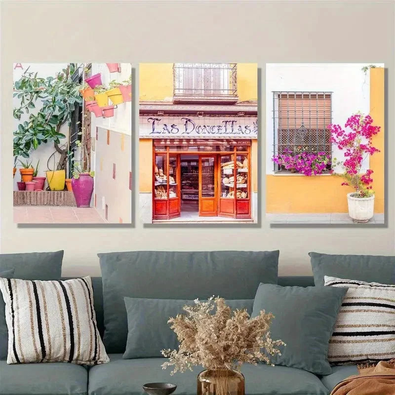 3pcs Colorful Flower Pots Wall Art Set Canvas Framed 40x60cm - High Quality Print 100% Australian Made Wall Canvas Ready to Hang - Bella Home Decor