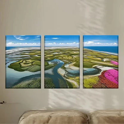 3pcs A view of a body of water  Wall Art Set Canvas Unframed - High Quality Print 100% Australian Made Wall Canvas - Bella Home Decor