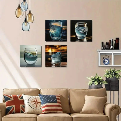 4pcs Ocean Themed Art Deco Wall Art Canvas Framed