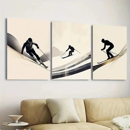3pcs Modern Winter Sports Decor Wall Art Set Canvas Unframed - High Quality Print 100% Australian Made Wall Canvas - Bella Home Decor