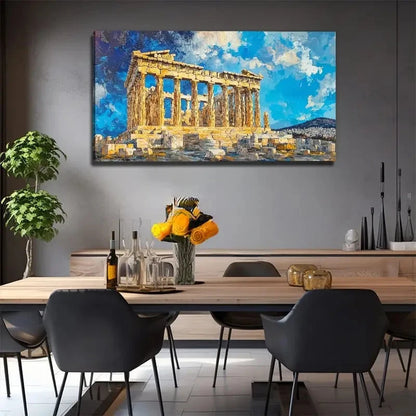 Parthenon Greek Temple Wall Art Canvas Office Home Room Framed 120x60cm