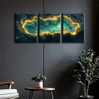 3pcs Abstract Aerial Emerald Green Photography Wall Art Canvas Unframed - High Quality Print 100% Australian Made Wall Canvas - Bella Home Decor