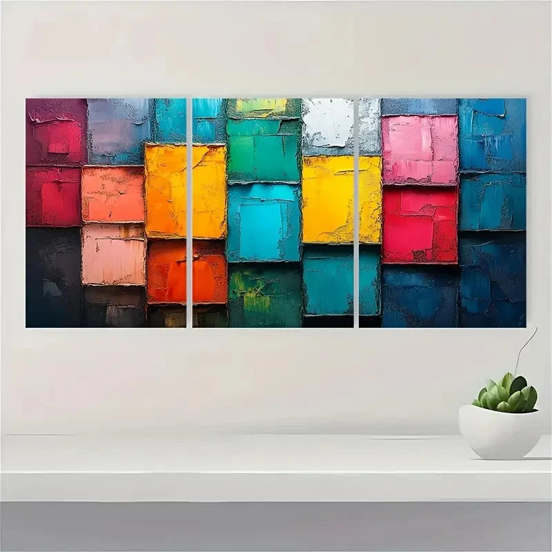 3pcs Abstract Color Block DG    Wall Art Set Canvas Framed 50x70cm - High Quality Print 100% Australian Made Wall Canvas Ready to Hang - Bella Home Decor