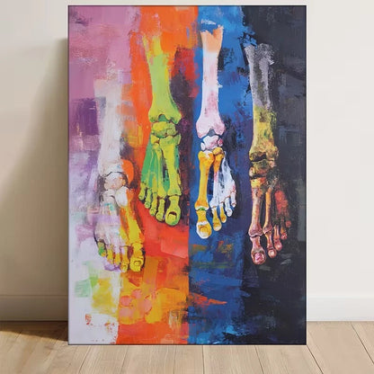 Vibrant Abstract Skeleton Hands 60x90cm Metal Print Ready to Hang
