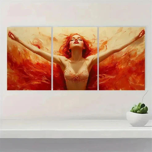 3pcs Ballet Dancer Red Hair Ballerina Wall Art Canvas Unframed - High Quality Print 100% Australian Made Wall Canvas - Bella Home Decor