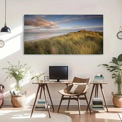 Bam burgh Castle Northumberland Wall Art Canvas Office Home Room Framed 120x60cm