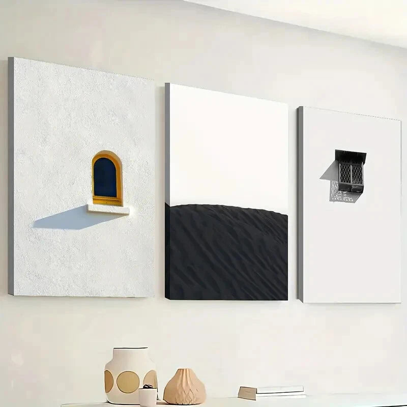 3pcs Simple Landscape Minimalist Windows Perfect Wall Art Set Canvas Framed 40x60cm - High Quality Print 100% Australian Made Wall Canvas Ready to Hang - Bella Home Decor