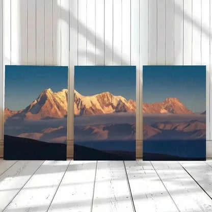 3pcs Snowy Mountain Wall Art Set Canvas Framed 60x90cm - High Quality Print 100% Australian Made Wall Canvas Ready to Hang