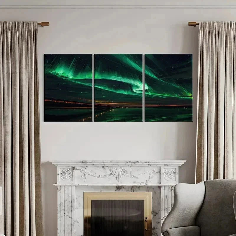 3pcs Aurora Nordic Natural Landscape Wall Art Set Canvas Framed 50x70cm - High Quality Print 100% Australian Made Wall Canvas Ready to Hang - Bella Home Decor