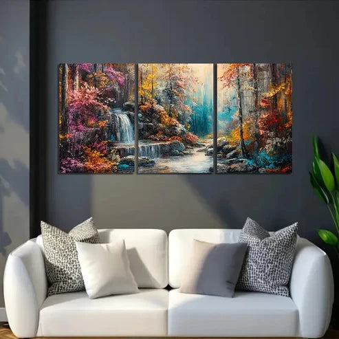 3pcs Vibrant Autumn Forest Wall Art Set Canvas Unframed - High Quality Print 100% Australian Made Wall Canvas