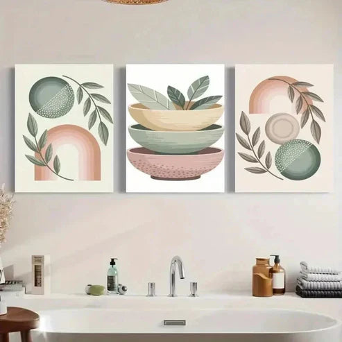 3pcs Abstract Shapes Canvas Wall Art Canvas Unframed - High Quality Print 100% Australian Made Wall Canvas - Bella Home Decor
