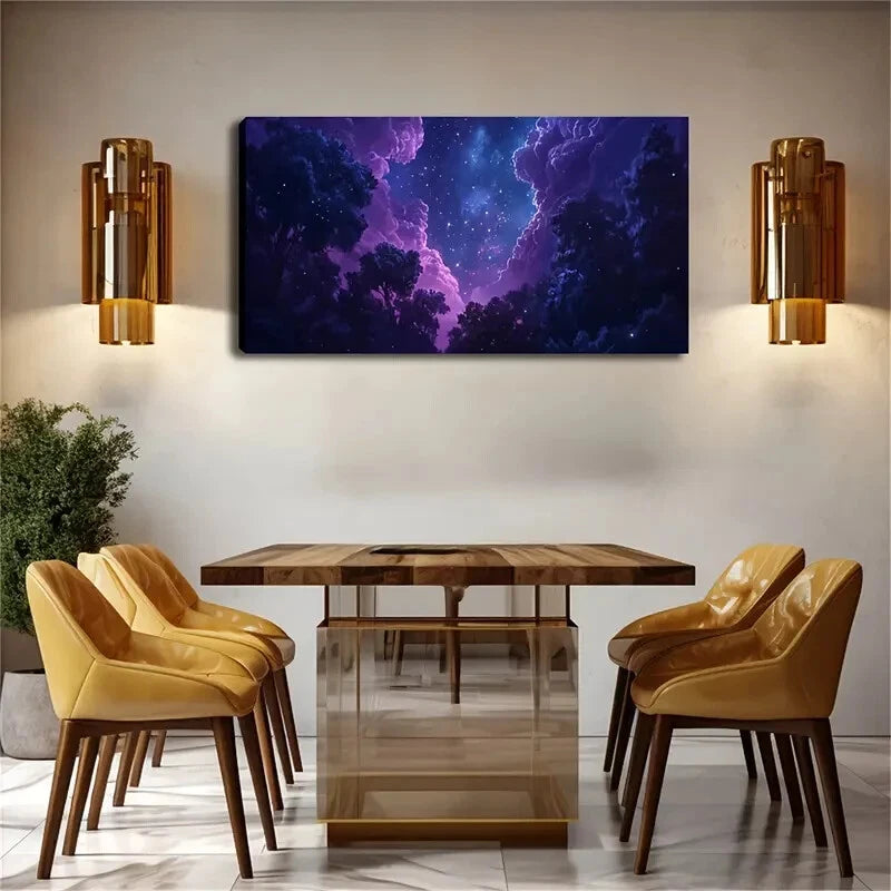 Thick Clouds Also Dyed Purple Wall Art Canvas Office Home Room Framed 120x60cm - Bella Home Decor