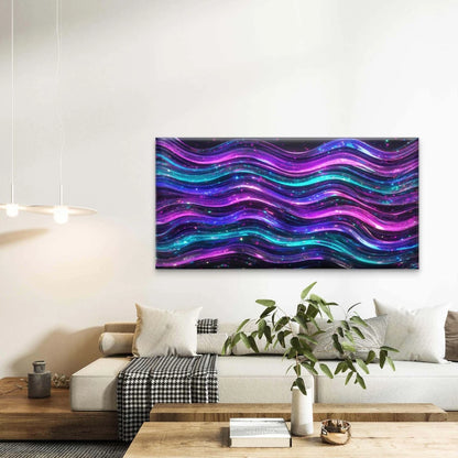 Glossy Gradient Wave Texture Wall Art Canvas Office Home Room Framed 120x60cm - Bella Home Decor