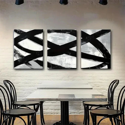 3pcs Bold Brushstroke Minimalist Modern Perfect Wall Art Canvas Unframed - High Quality Print 100% Australian Made Wall Canvas - Bella Home Decor