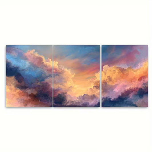 3pcs Cloudy Sky Painting Metal Print Ready to Hang Art