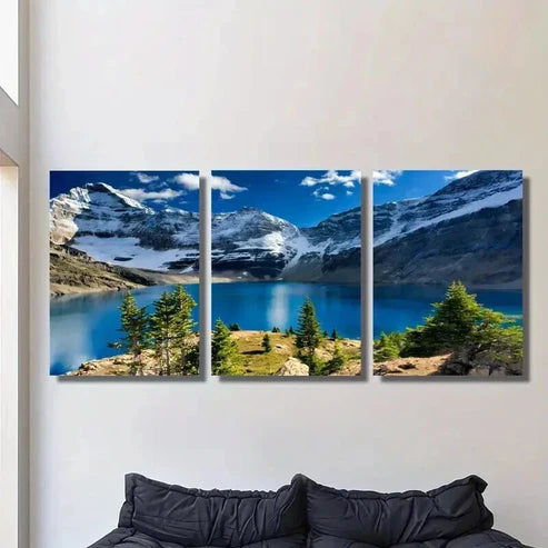 3pcs Tranquil Lakes & Majestic Mountains  Wall Art Set Canvas Unframed - High Quality Print 100% Australian Made Wall Canvas
