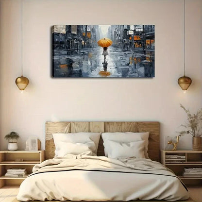 Little Girl Yellow Umbrella Wall Art Canvas Office Home Room Framed 120x60cm - Bella Home Decor