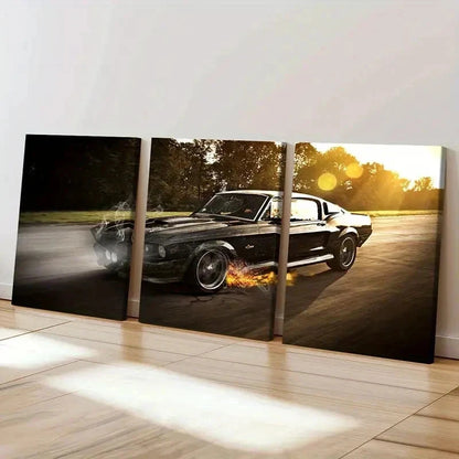 3pcs Classic Sports Car Supercar Retro Wall Art Set Canvas Framed 40x60cm - High Quality Print 100% Australian Made Wall Canvas Ready to Hang