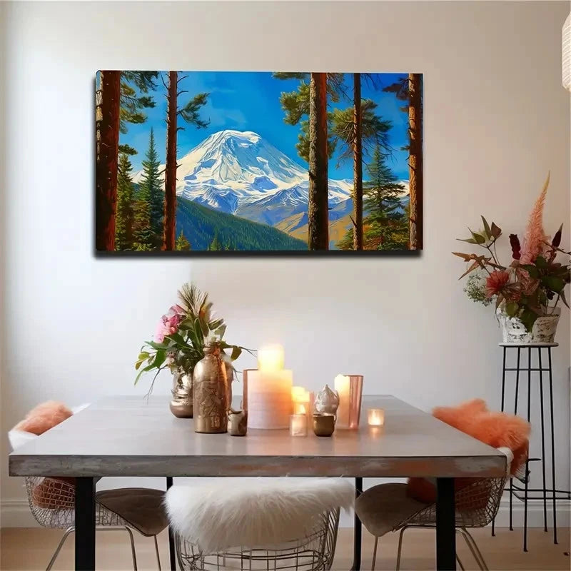 Majestic Snow Mountain Space Wall Art Canvas Office Home Room Framed 120x60cm