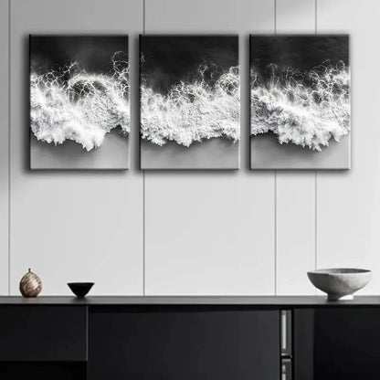 3pcs Black and White Abstract Ocean BWAO  Wall Art Canvas Framed 40x60cm - High Quality Print 100% Australian Made Wall Canvas Ready to Hang - Bella Home Decor